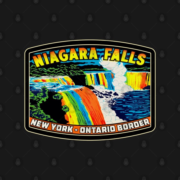 Niagara Falls New York Ontario Canada USA Border Waterfall At Night by DD2019