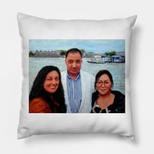 THE ARTIST WITH HIS TWO DAUGHTERS IN WAPPING LONDON Pillow