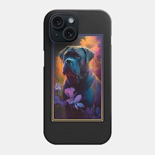 Cane Corso Dog Vibrant Tropical Flower Tall Digital Oil Painting Portrait Phone Case