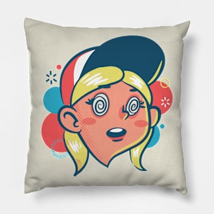 Retro Spaced Out Girl Pillow