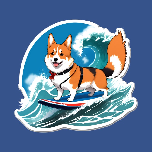 Surfing Corgi by QualityPlusCo