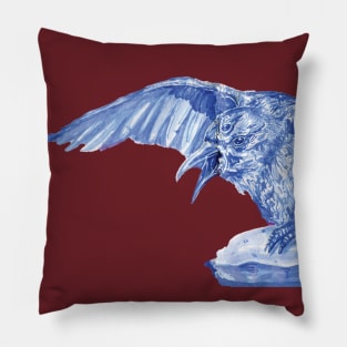 Omniscient Blue Raven Pillow