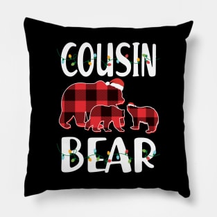 Cousin Bear Red Plaid Christmas Pajama Matching Family Gift Pillow