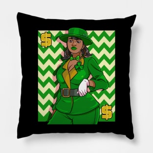 African American Leprechaun St. Patricks Day Pillow