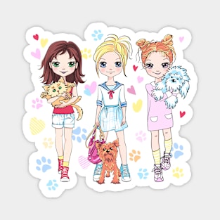 Baby girls with pets Magnet