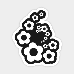 Retro Black and White Simple Flower Pattern Magnet