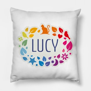 Lucy name with colorful leaves Pillow