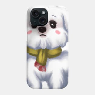 Cute Maltese Dog Drawing Phone Case