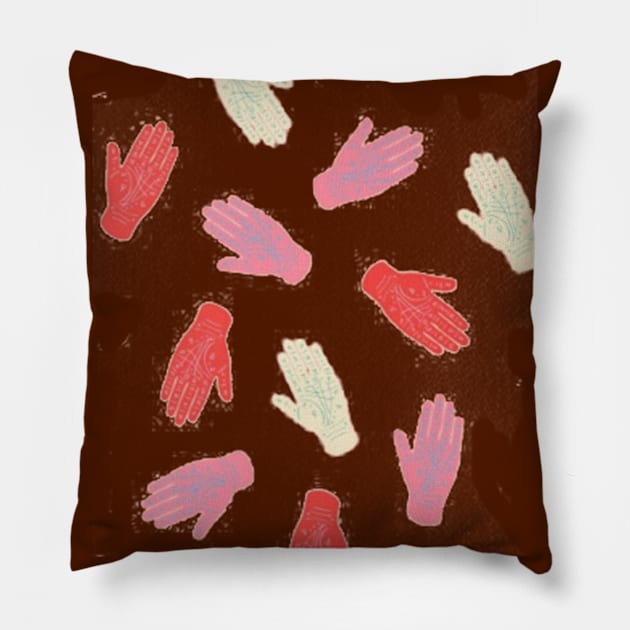 Palmistry Pattern in Peach Pillow by ashleynlington