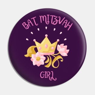 Bat Mitzvah Girl Princess Jewish Pin