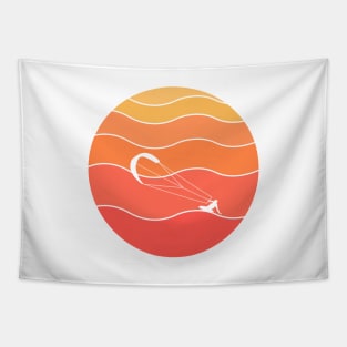 Kite surfer sunset waves Tapestry