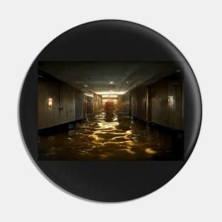 Dark Hotel Hallway Flooded With Water /  Art Styles Different Pin