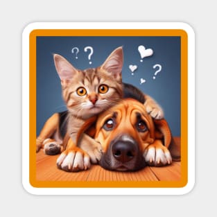 cat and dog love Magnet