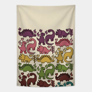 Jewel Tone Colorful Dinosaurs Tapestry