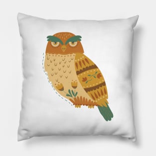 Autumn Folk Art Owl Pillow