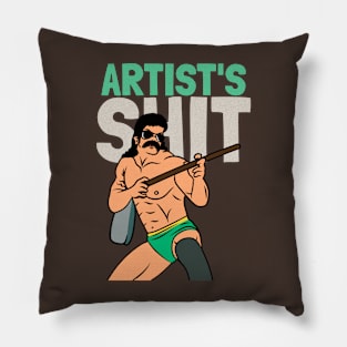 Artist's Shit Hipster Mullet Wrestler Mustache Absurd Humor Pillow