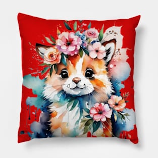 Cute floral cat gift ideas Pillow