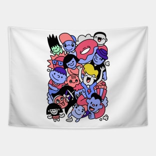 Happy kid cartoon doodle collection Tapestry