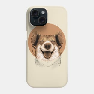 Happy Smiling face Pup with Headphone Music Phone Case