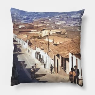 vintage colorized photo of Quetzaltenango Guatemala Pillow