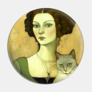 A woman with her cat Pin