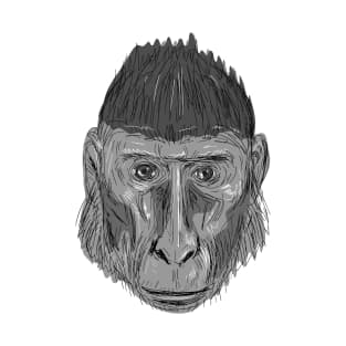 Crested Black Macaque Head Drawing T-Shirt