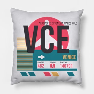 Venice (VCE) Airport Code Baggage Tag Pillow