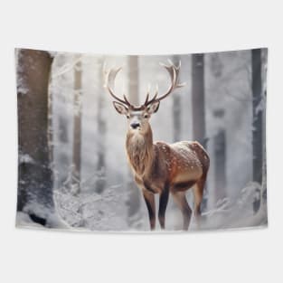 Stag Deer Animal Wildlife Wilderness Colorful Realistic Illustration Tapestry