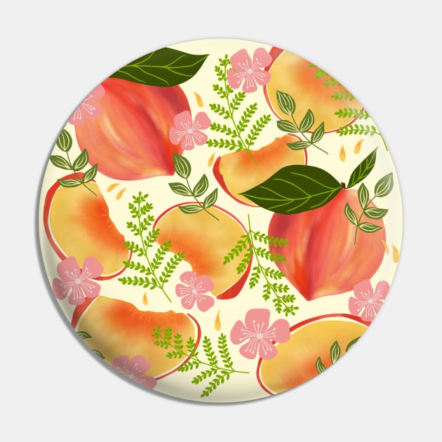 Peaches & Flowers Pin by thewhimsicalrepose