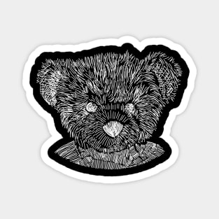 Spooky Teddy Bear Horror White Line Sketch Magnet