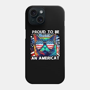 Proud To Be An American Cat USA Flag 4th of July Phone Case