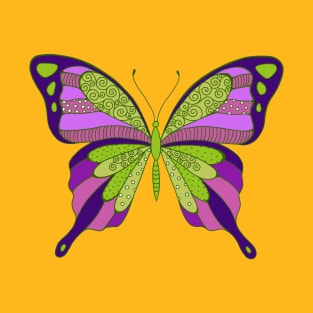 Big Beautiful Purple and Green Butterfly T-Shirt