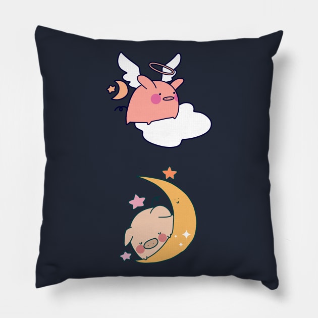 Moon Pigs Pillow by saradaboru