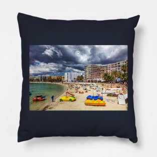 Santa Eulalia Beach, Ibiza Pillow