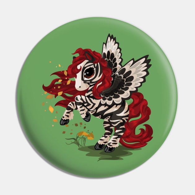 Pegasus Zebra Pin by LyddieDoodles