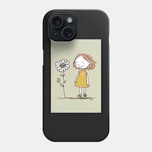 Cute Flower and Girl Illustration Phone Case