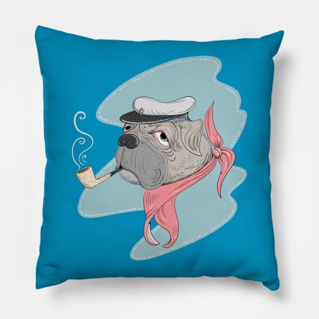 Captain Pug Pillow by schlag.art