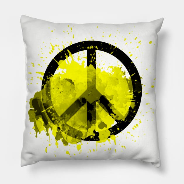 Peace of a Rainbow - Yellow Pillow by Leroy Binks