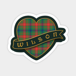 The WILSON Family Tartan Heart & Ribbon Retro-Style Insignia Design Magnet