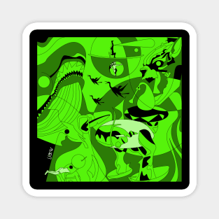 green the garden of earthly delights in ecopop aesthetic kaiju mexican remix art Magnet