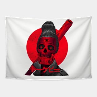 Tokebi's Cyberpunk Rockabilly Skull Tapestry