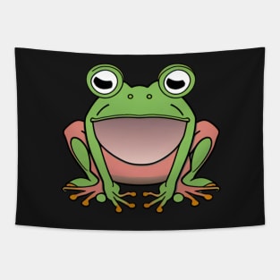 Big Green Cute Frog Cartoon Tapestry