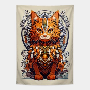 Orange kitten retro vintage boho design Tapestry