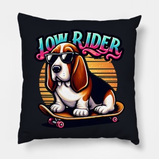 Low Rider Basset Hound Pillow