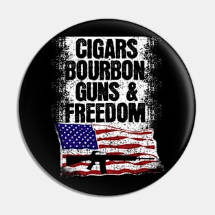 Cigars Bourbon Guns Freedom American Flag Patriotic Whiskey Pin