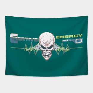WEIRDO - Creative Energy Flo - Skull - Full Color - Dark Teal Tapestry