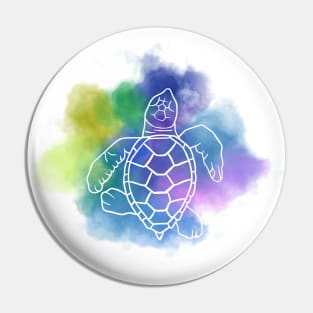 Hawksbill Turtle Hatchling - Watercolor Lineart Pin