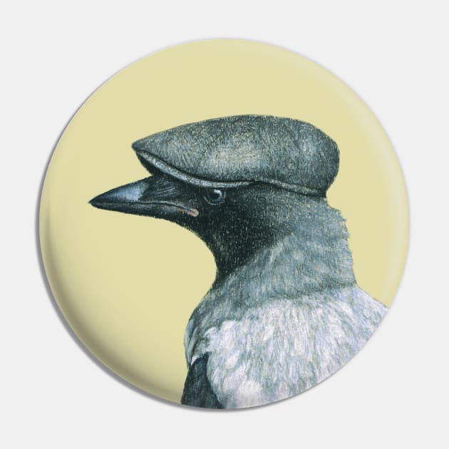 Hooded crow Pin by Mikhail Vedernikov