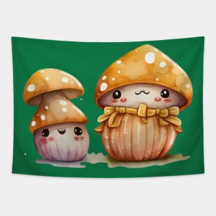 Cute Mushroom Cartoonish Design Six Tapestry