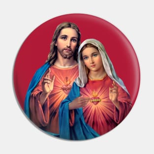 Twin Hearts very close together  (Jesus and Mary) transparent background Pin